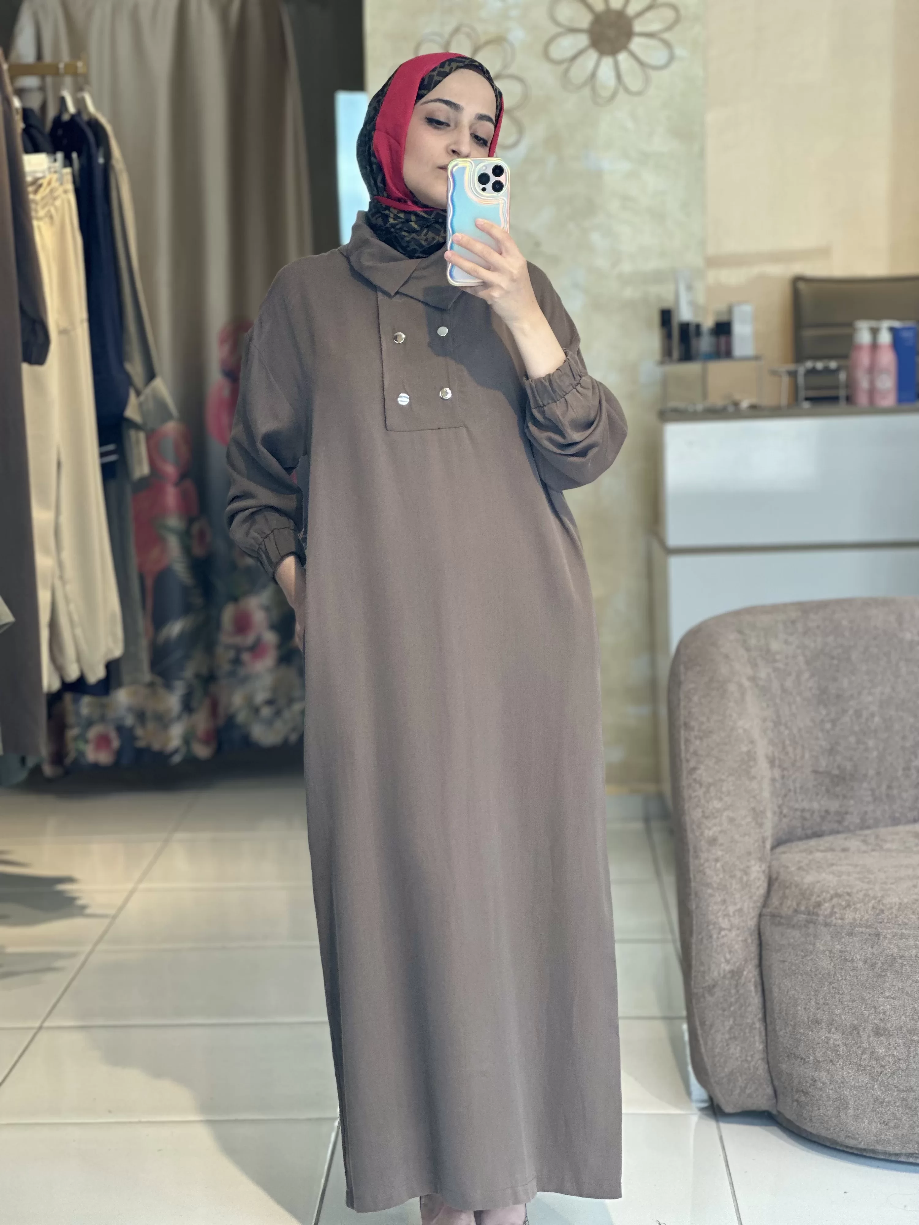 Brown Tensel Elbise