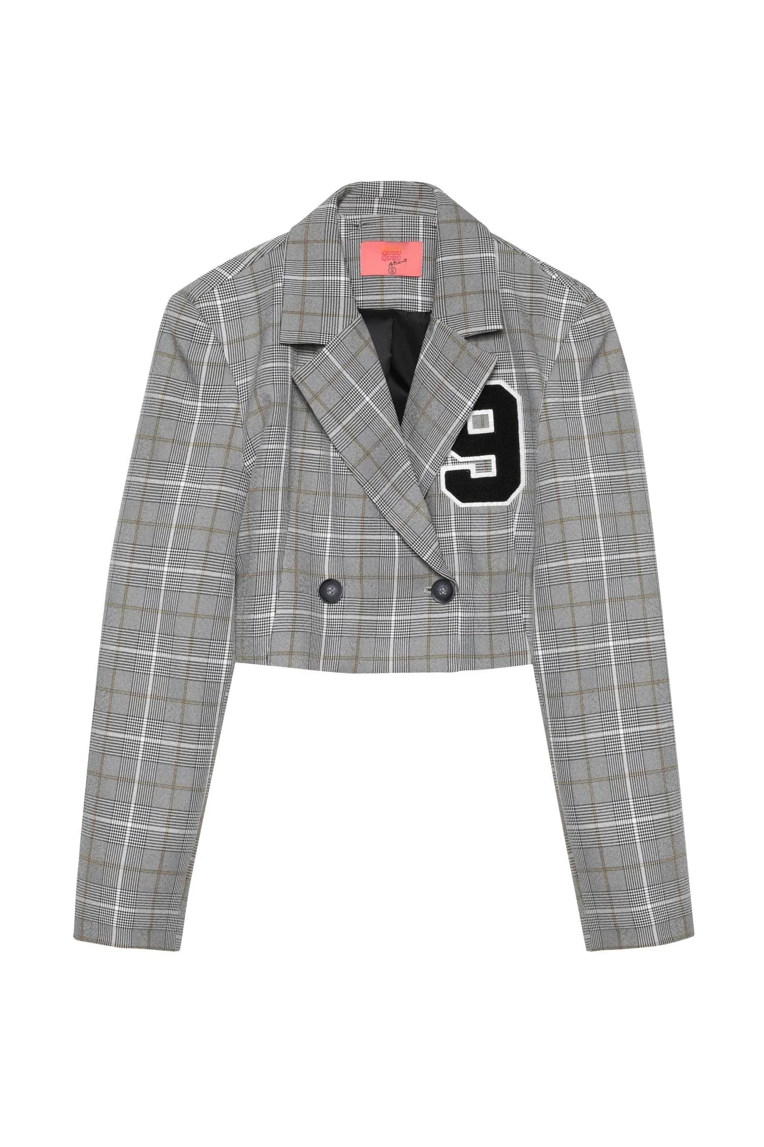 Çift Düğmeli Crop Blazer Ceket Gri