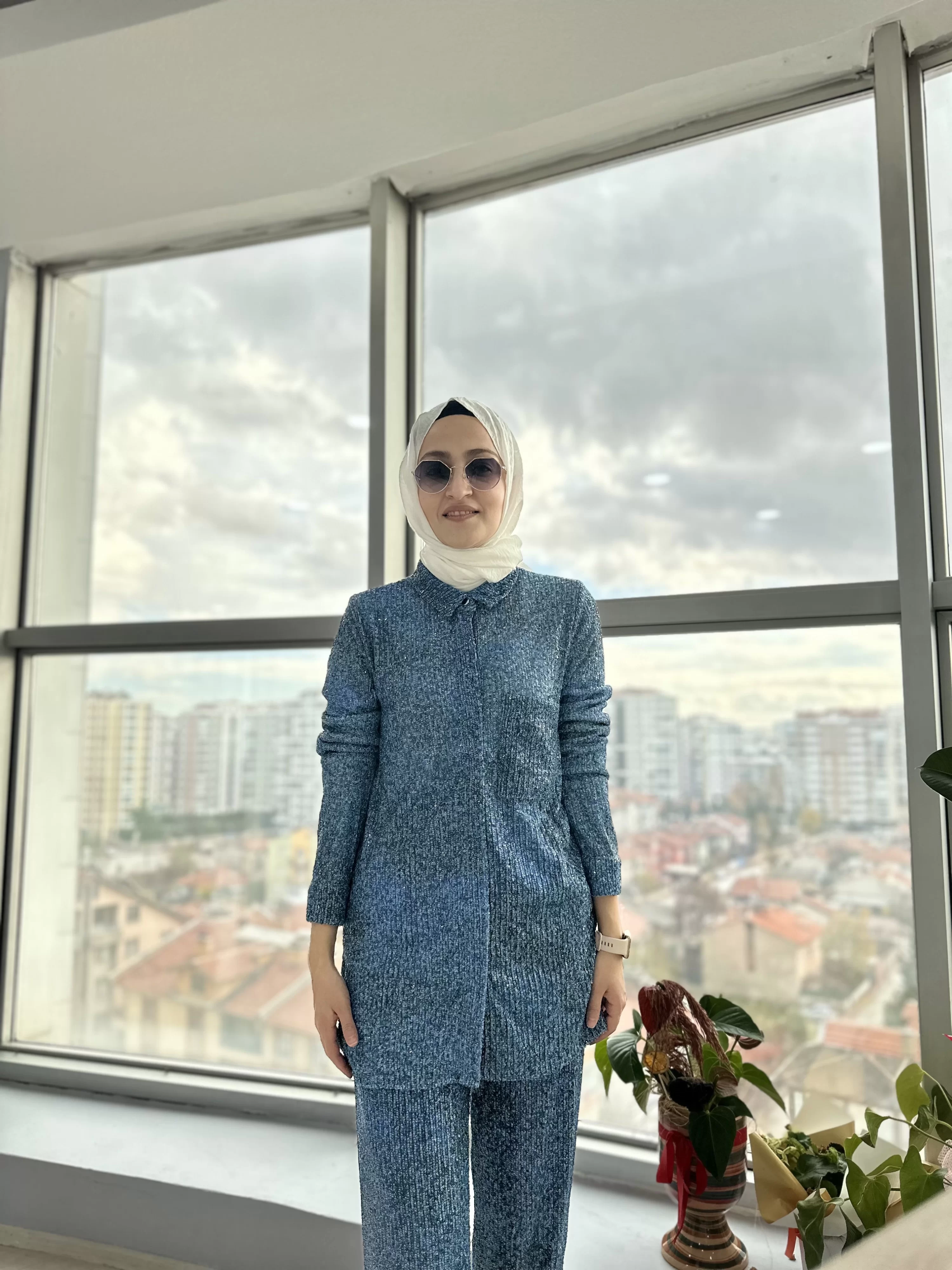 Denim Efektli Payet Gömlek