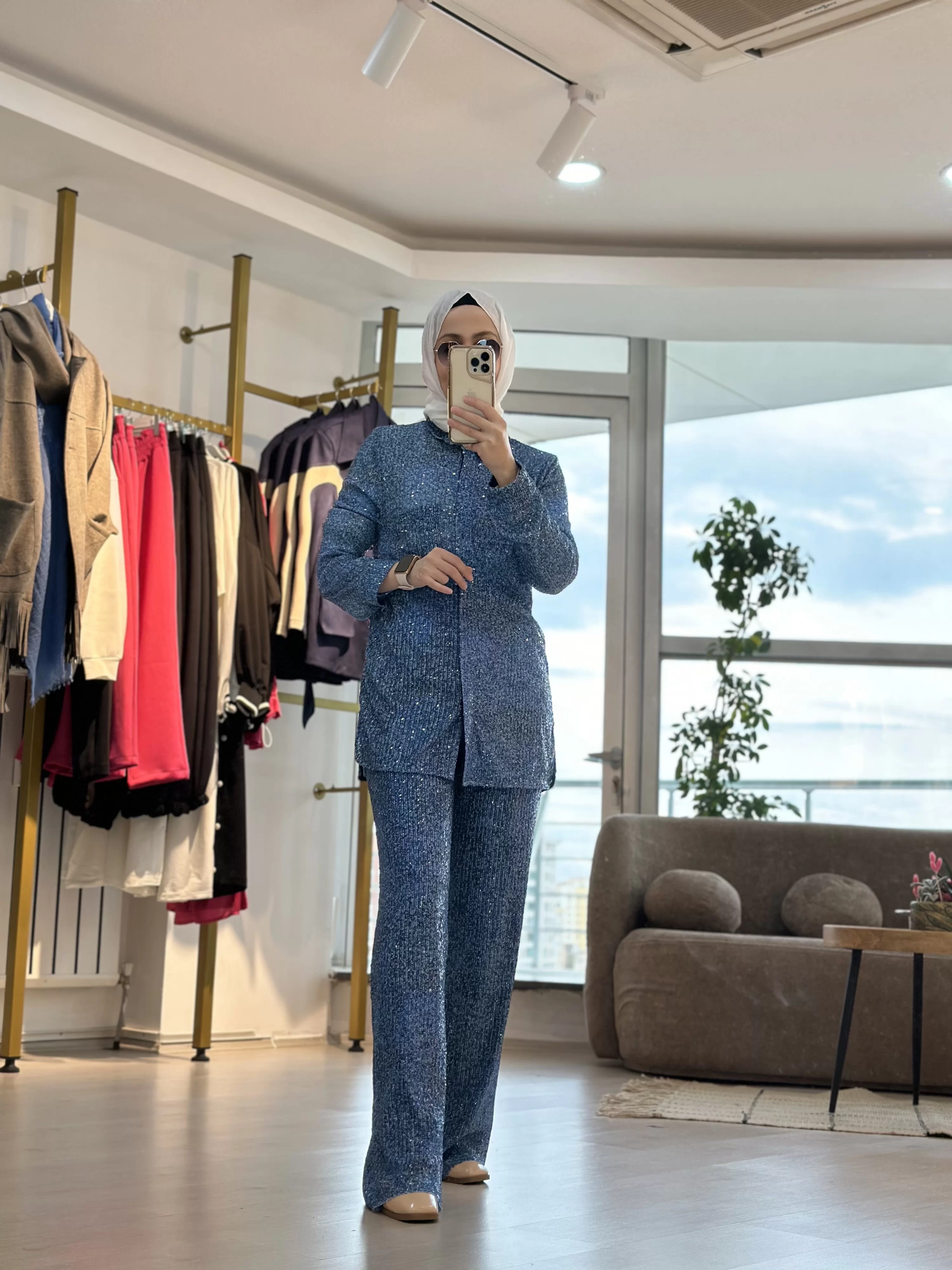 Denim Efektli Payet Pantolon