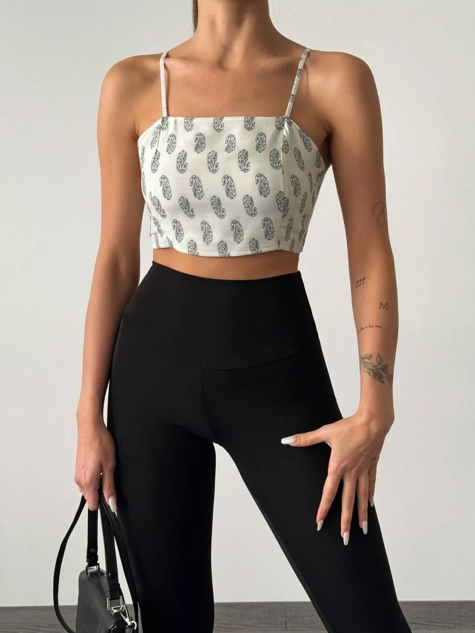 Desenli Crop Bluz Natur
