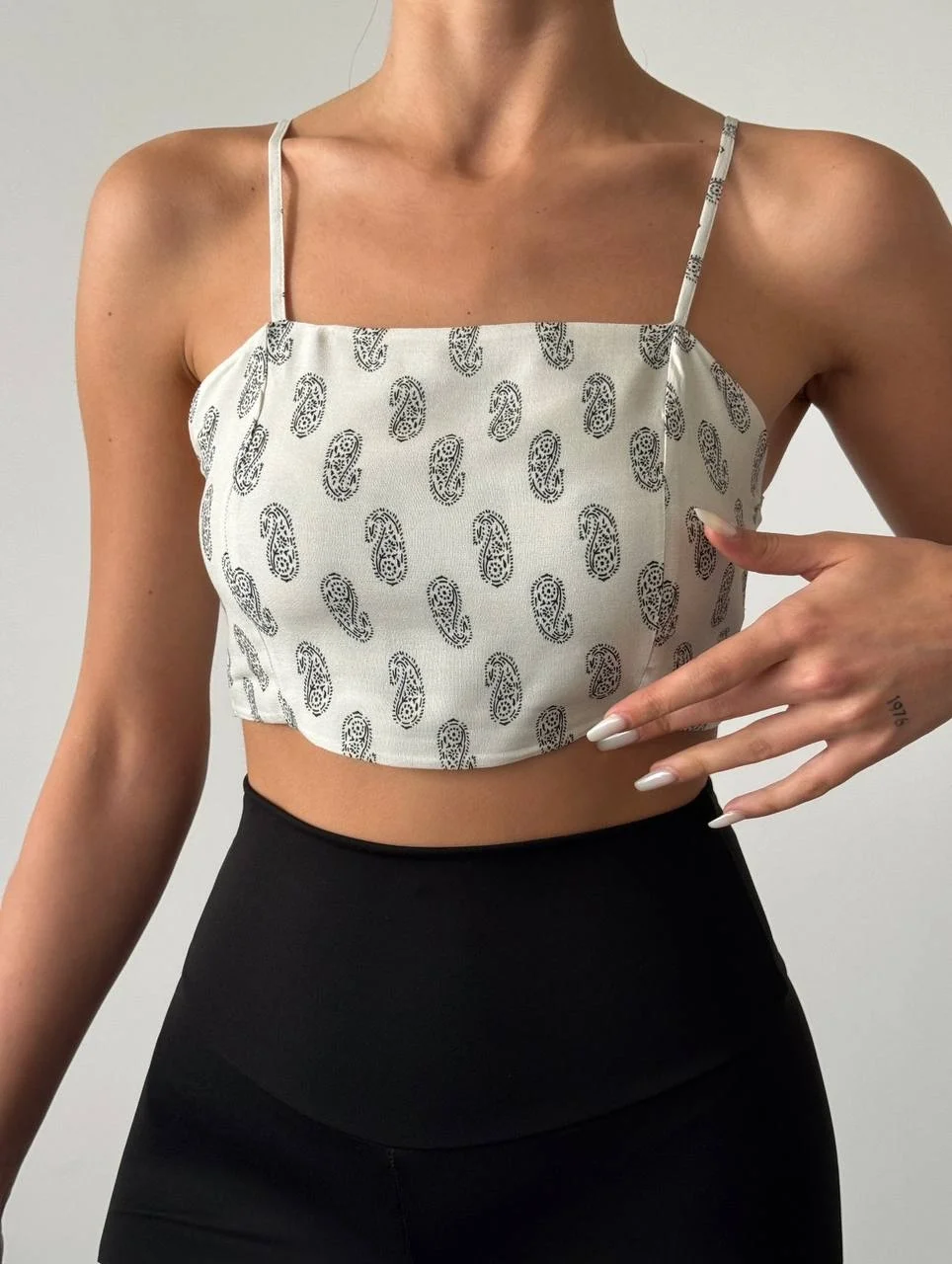 Desenli Crop Bluz Natur