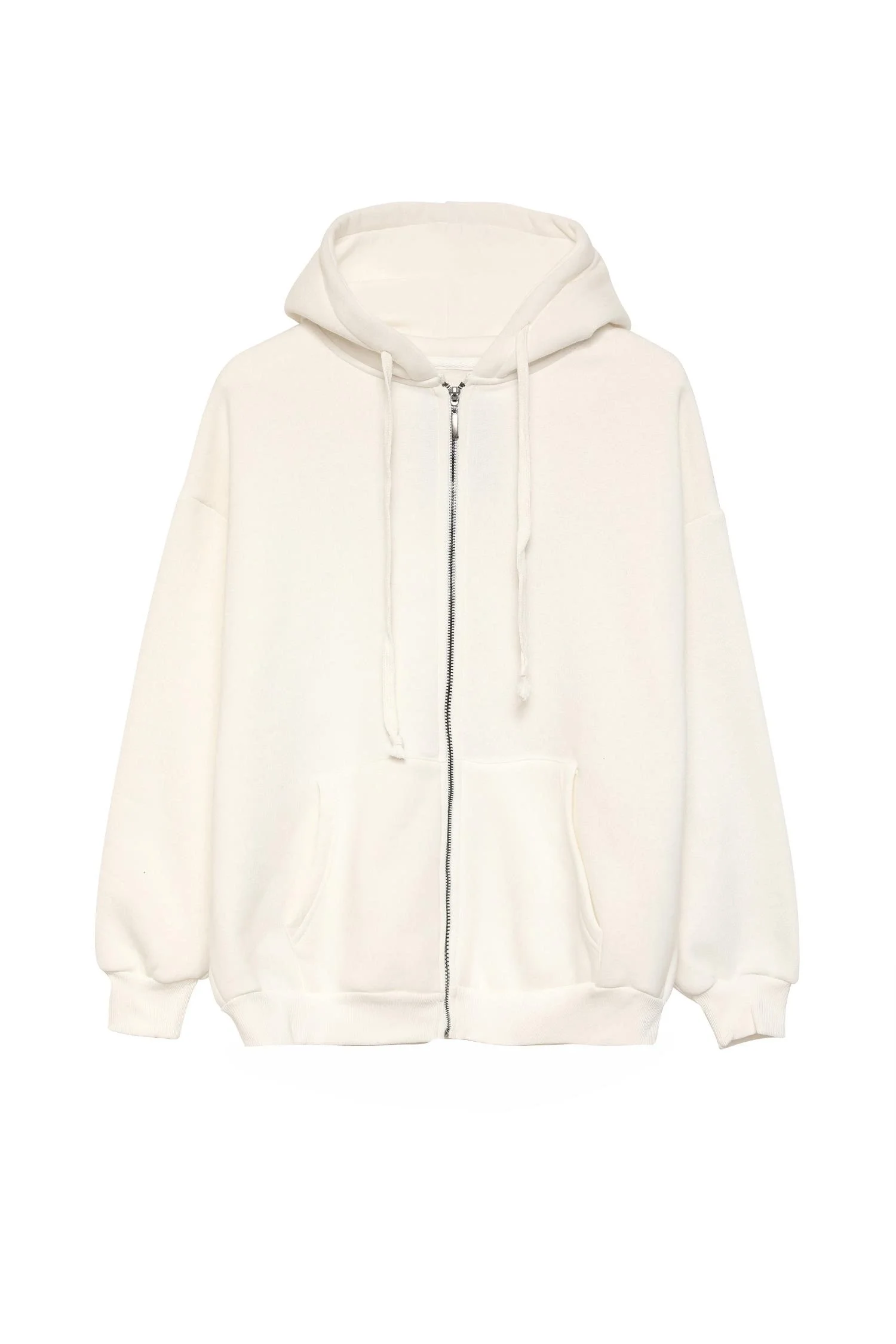 Fermuarlı Sweat Ceket Ekru