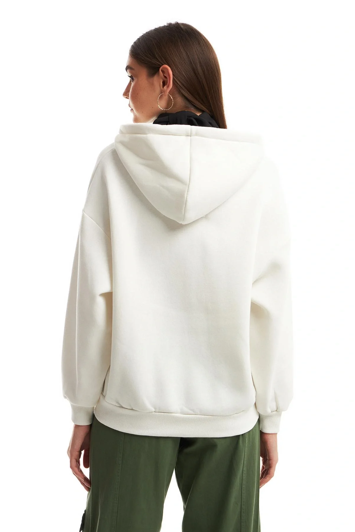 Fermuarlı Sweat Ceket Ekru