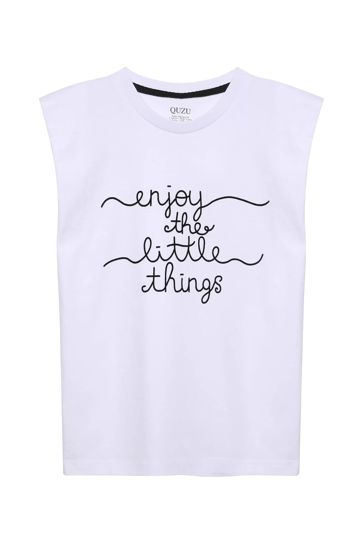 Flok Detaylı T-shirt Beyaz/Siyah
