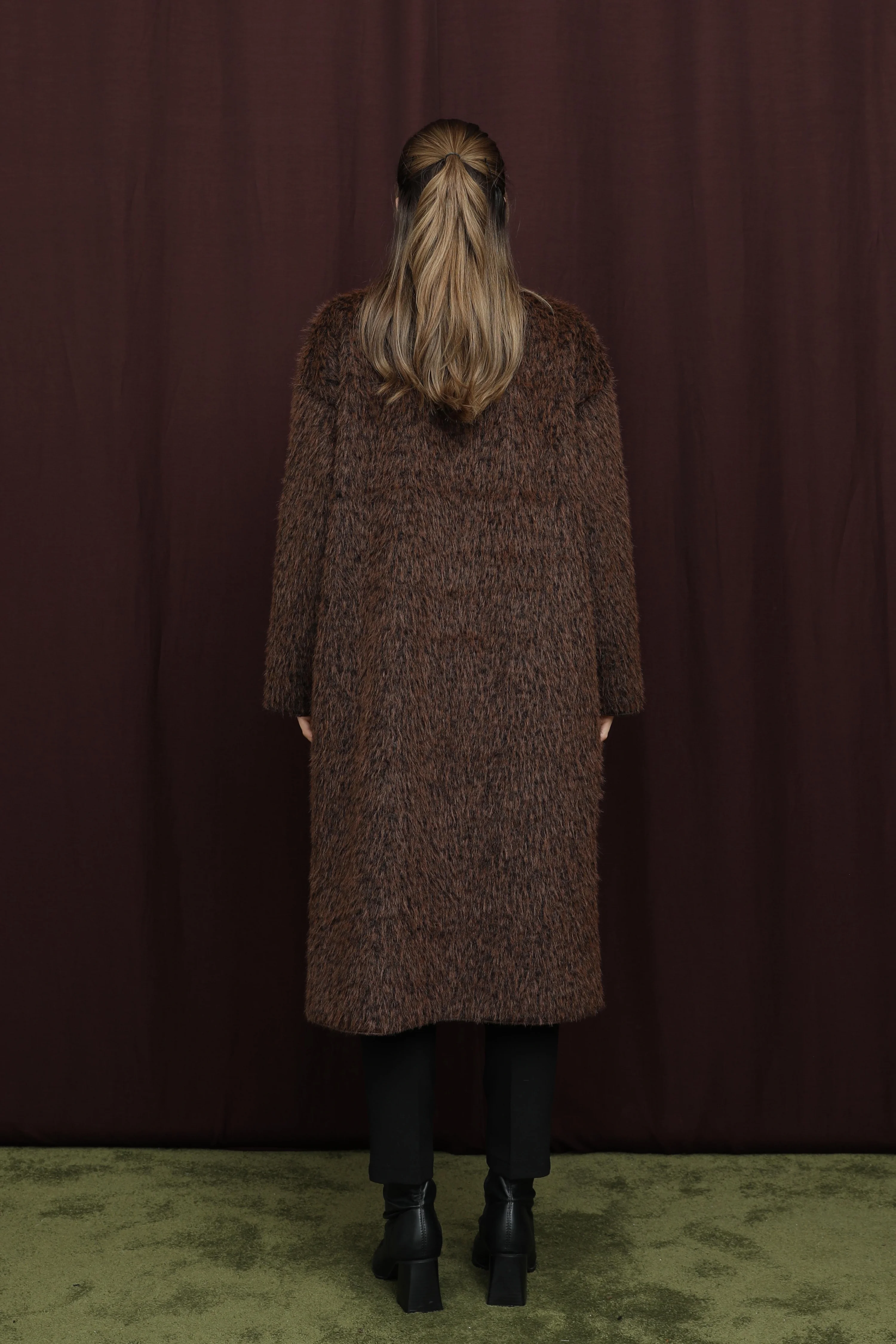 Kadın Düğme Detaylı Kaban - Brown