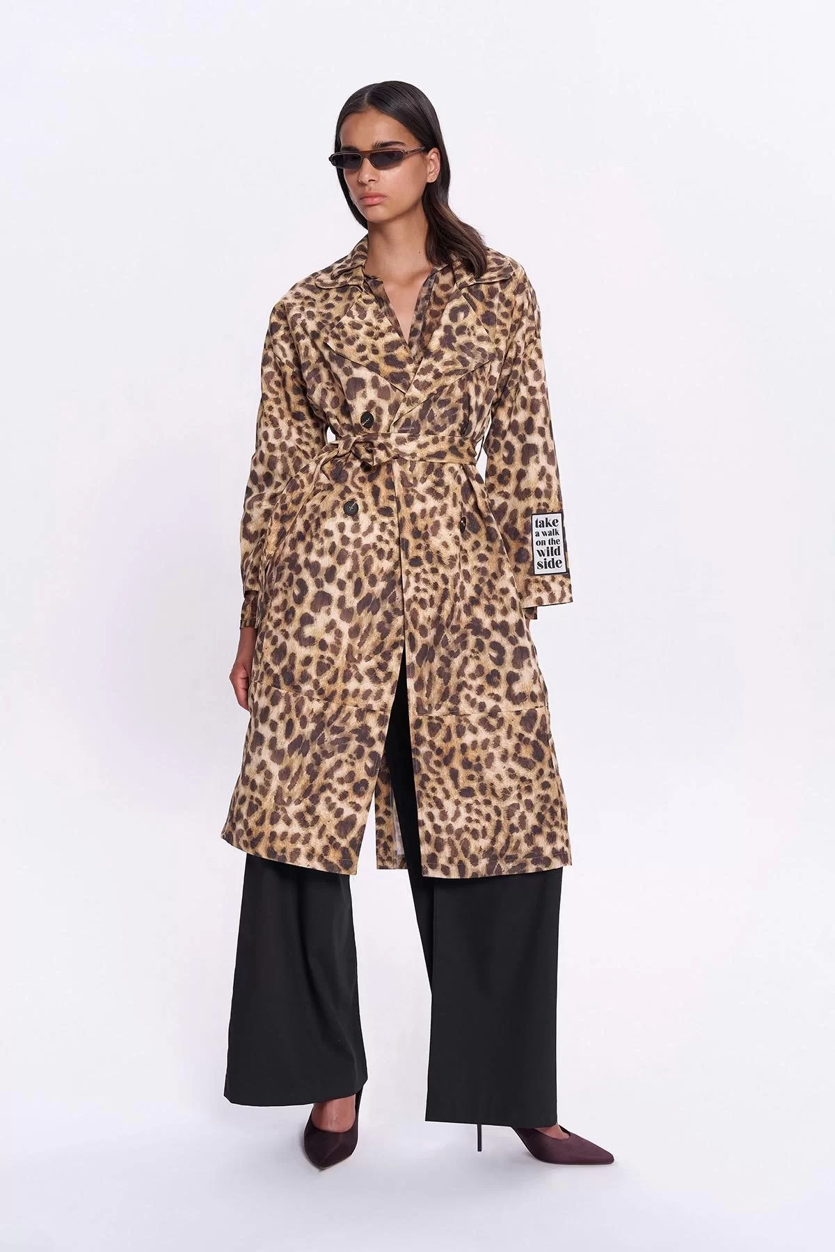 Leopar Desenli Trençkot