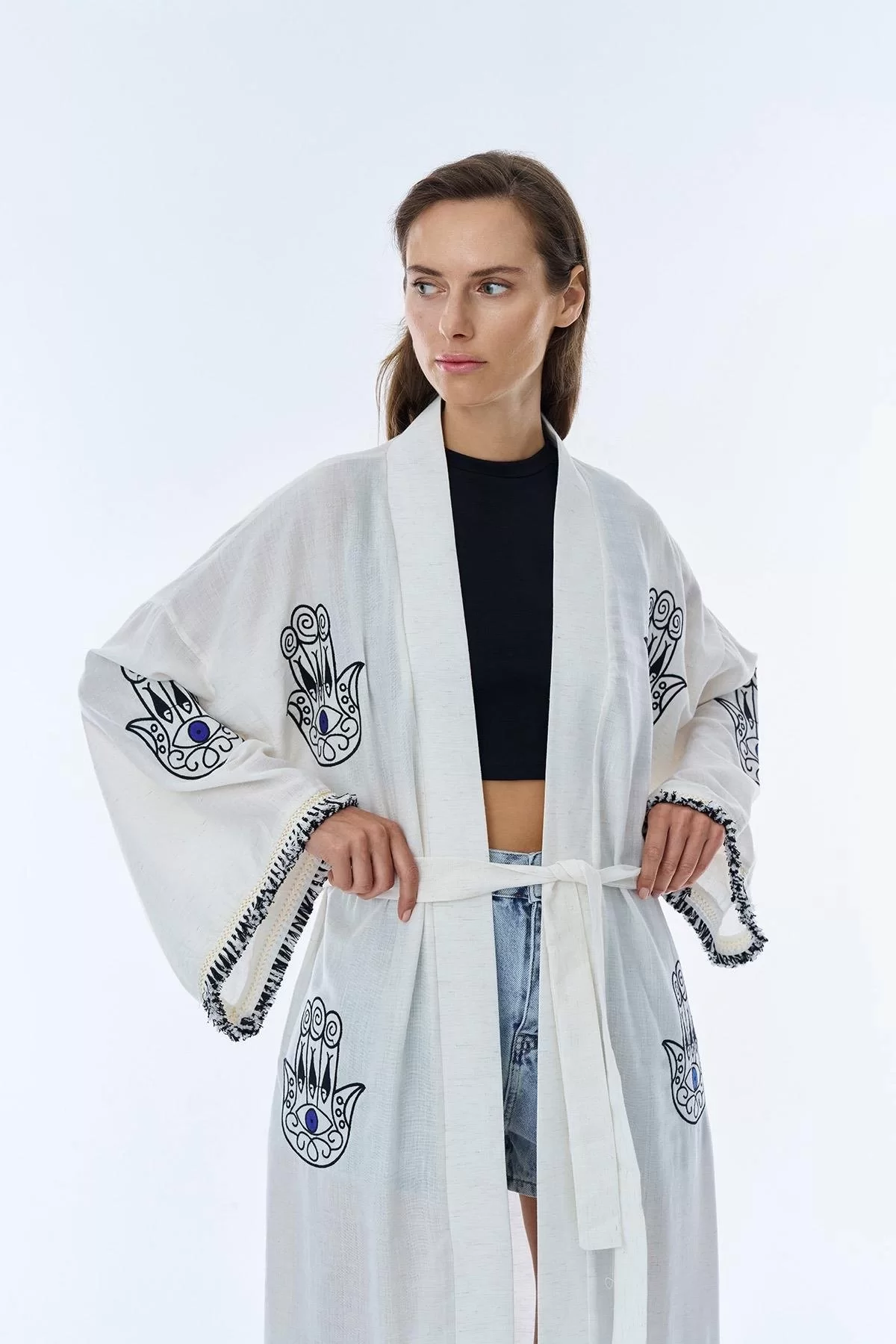 Nakış Detaylı Kimono Natur