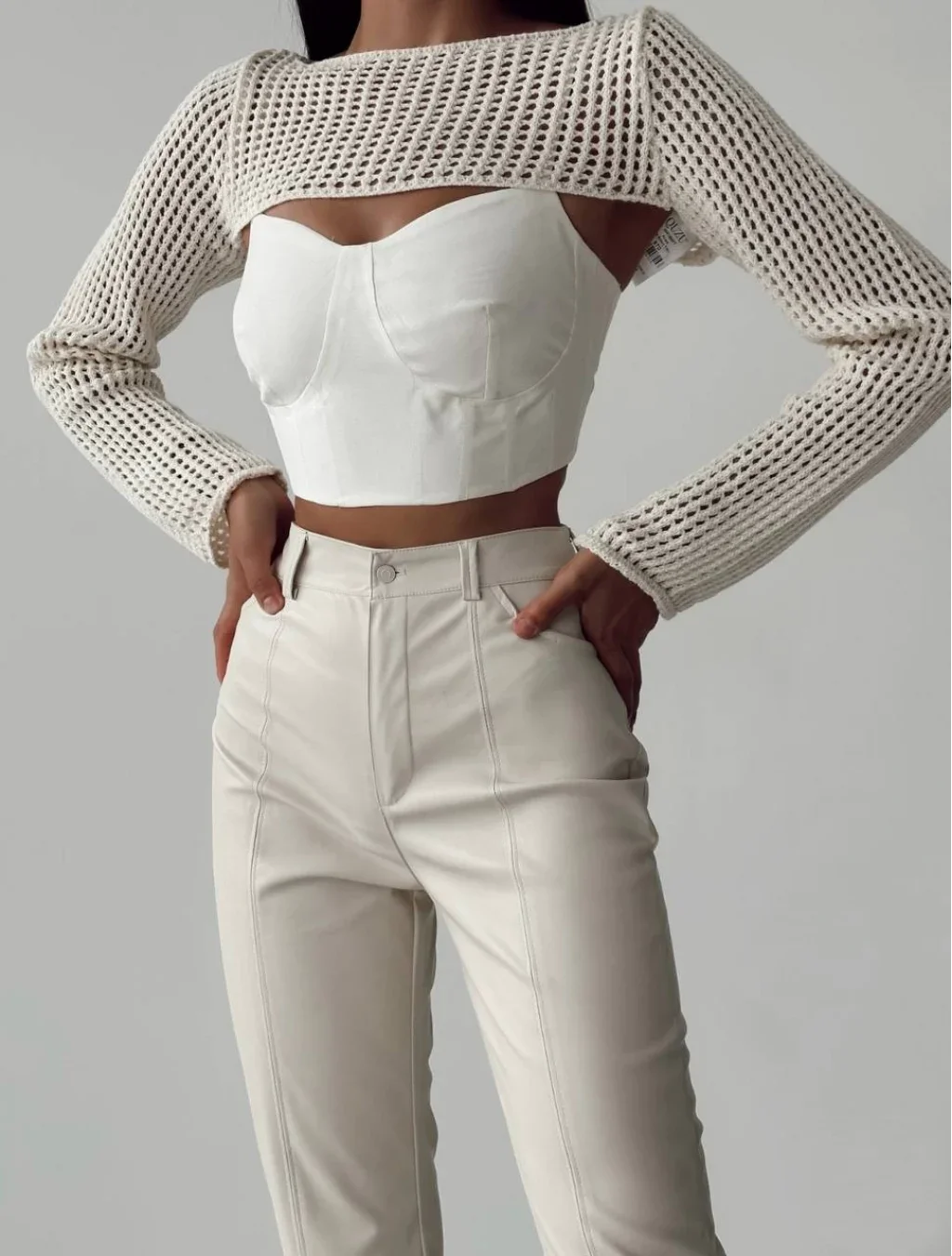 Paça Fermuarlı Deri Pantolon