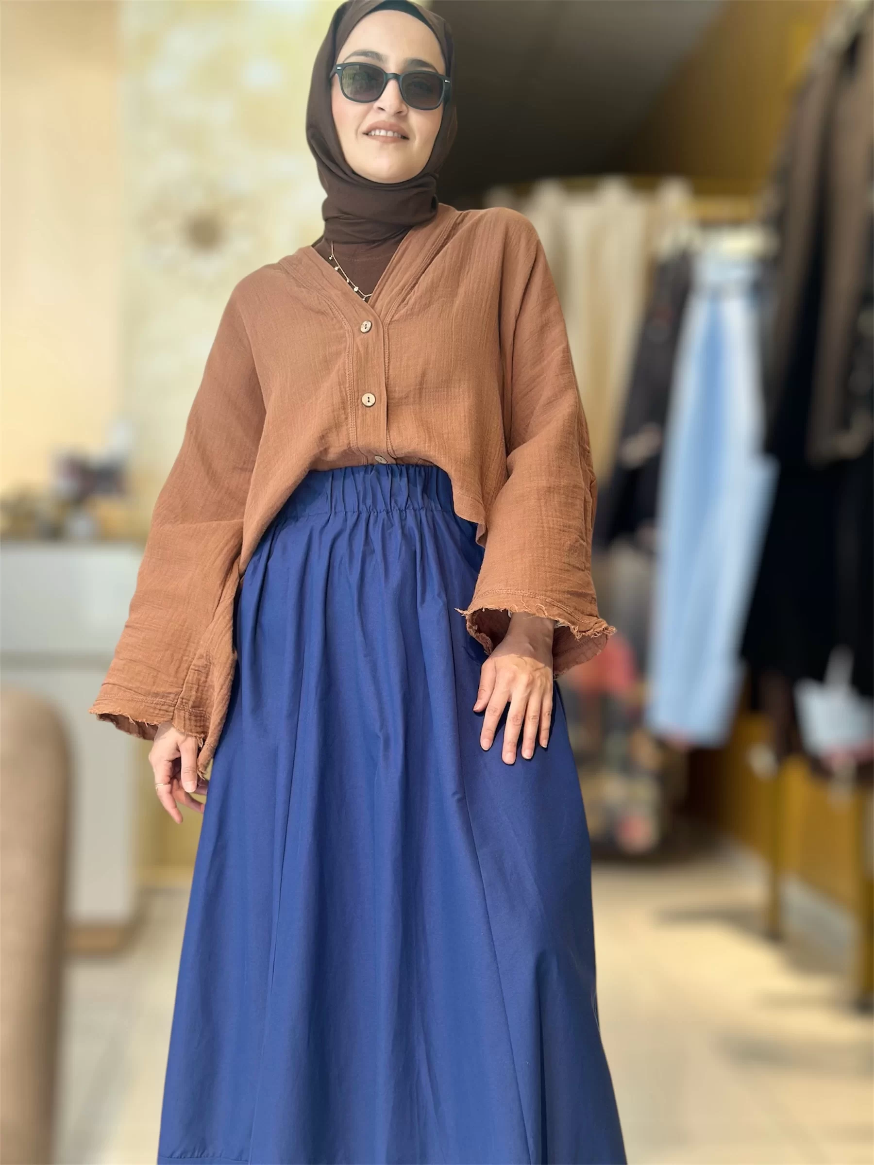 Poplin Etek Lacivert