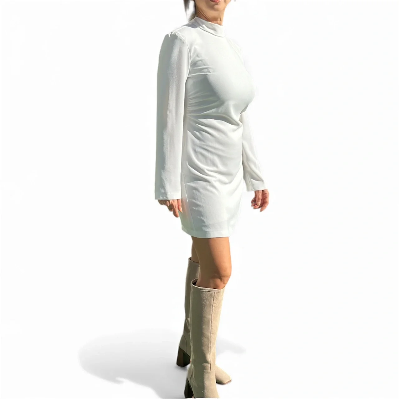 Sırt Dekolteli Krem Elbise