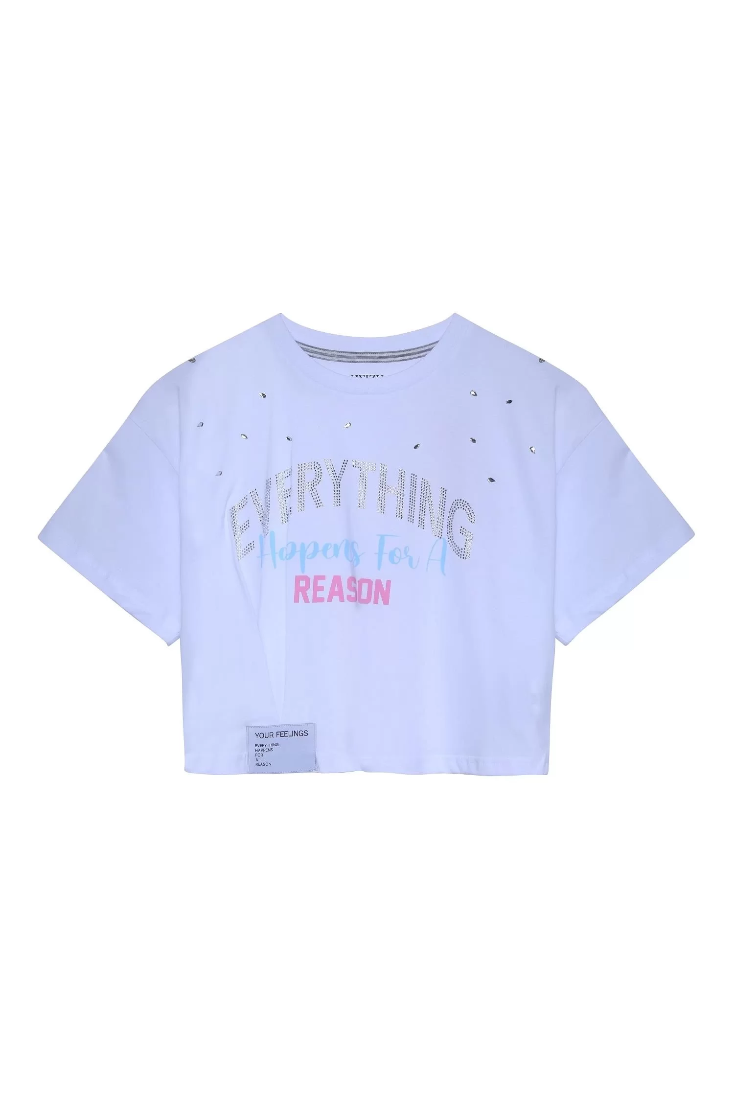 Taş Detaylı T-shirt Beyaz