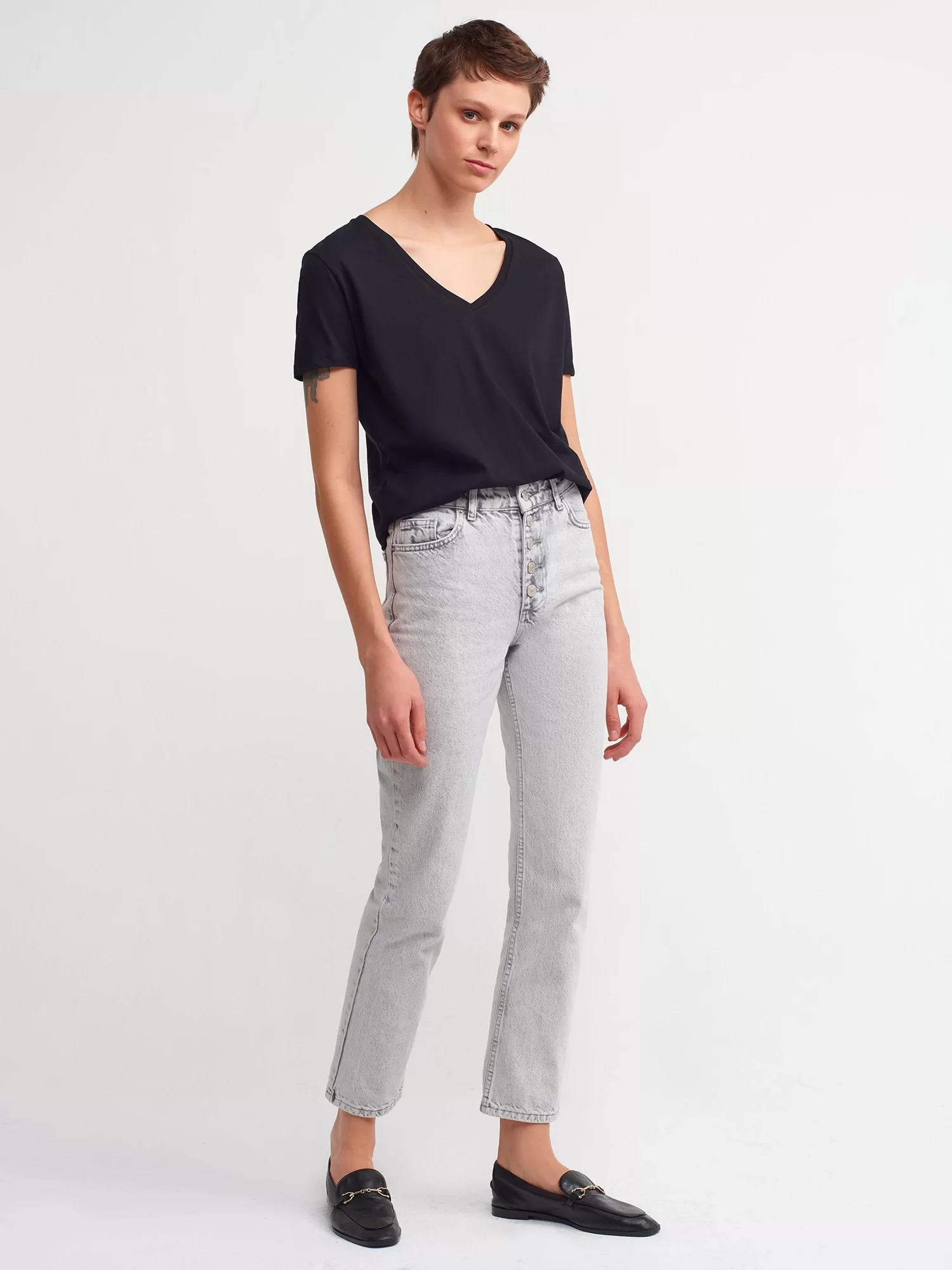 Yaka Basic T-Shirt-Siyah