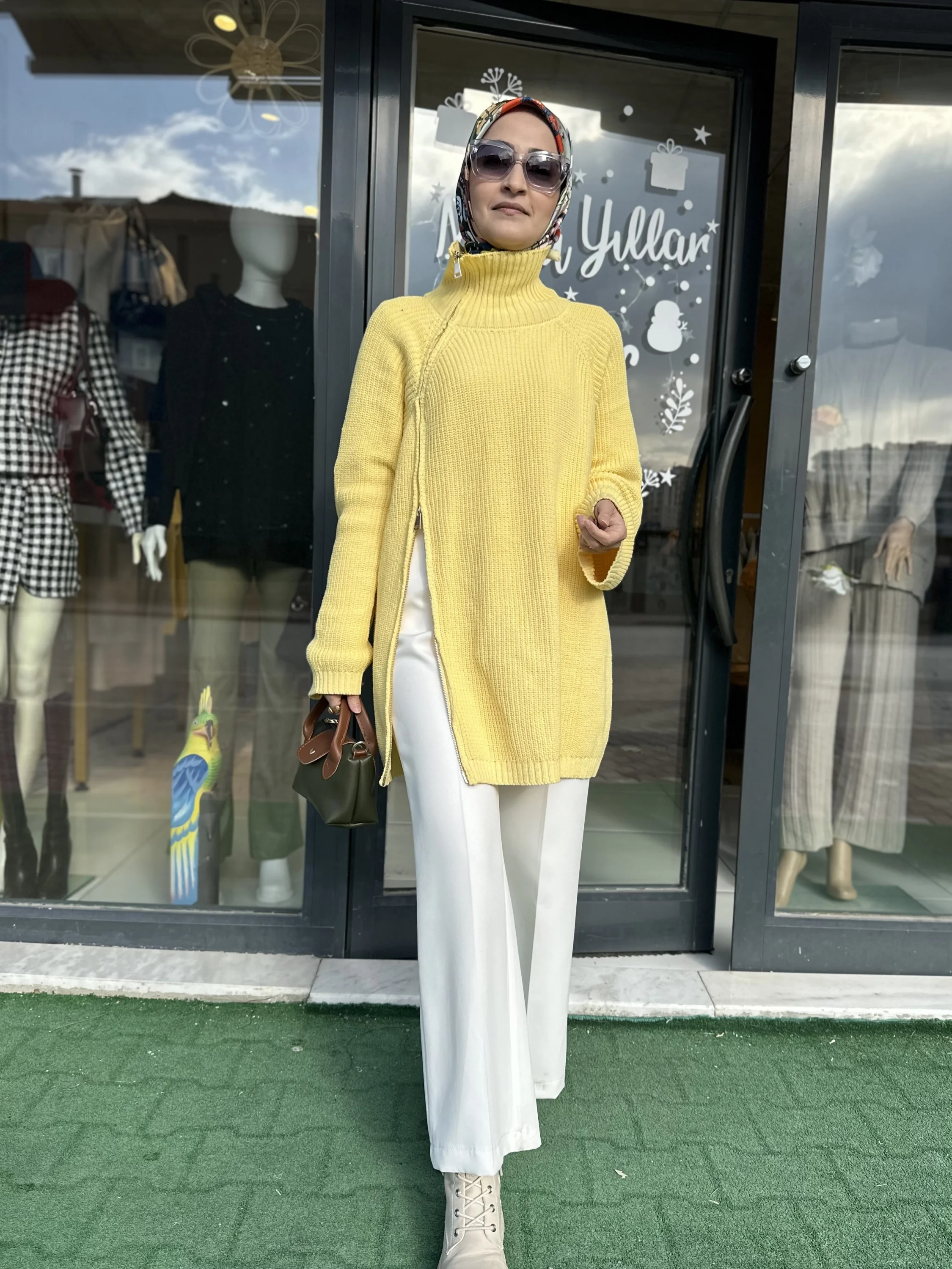 Yandan Fermuarlı Triko Kazak Tunik