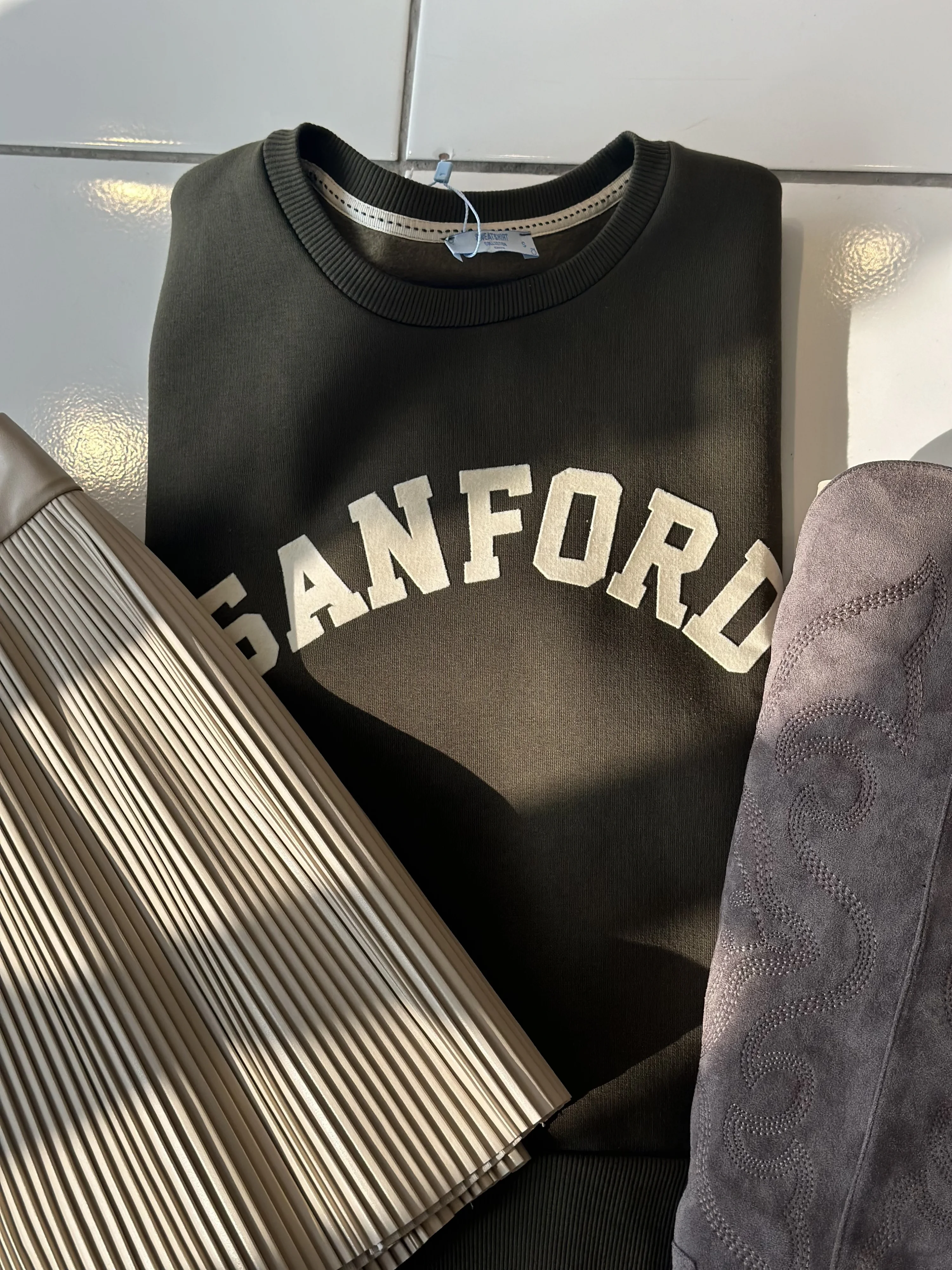 Yazı Baskılı Sweatshirt Haki