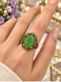 Yeşil Oval Taşlı Yüzük