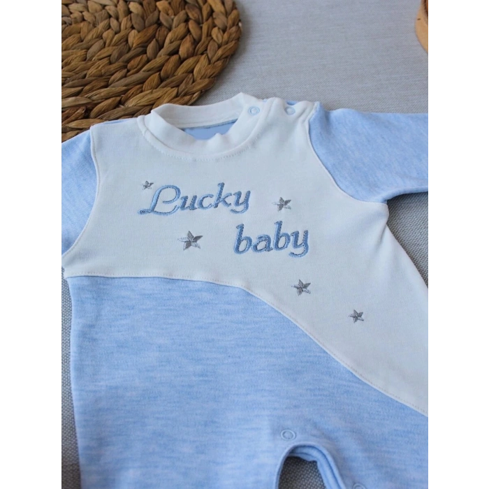 0-3 3-6 Ay Lucky Turk Nakışlı Es Çizgi Boy Şapkalı Erkek Bebek Tulumu Mi