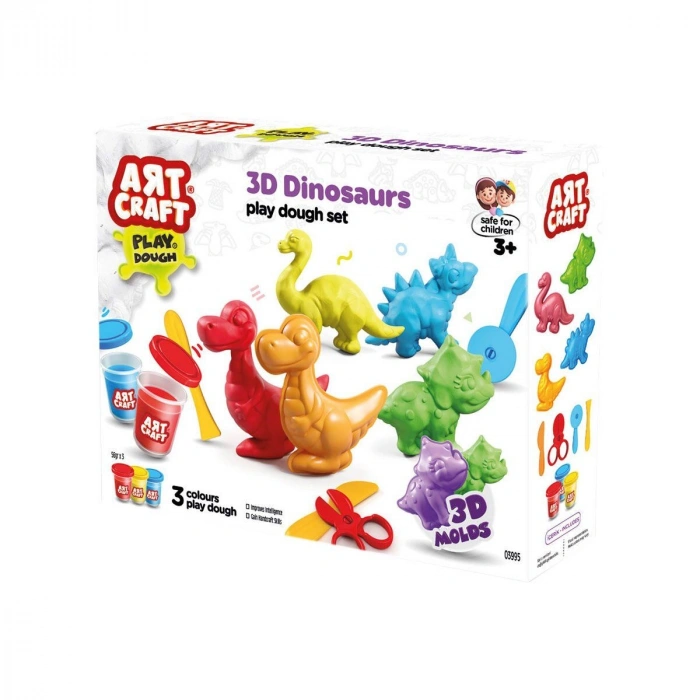 03995 Art Craft 3D Dinozorlar Hamur Set 168 Gr -Fent