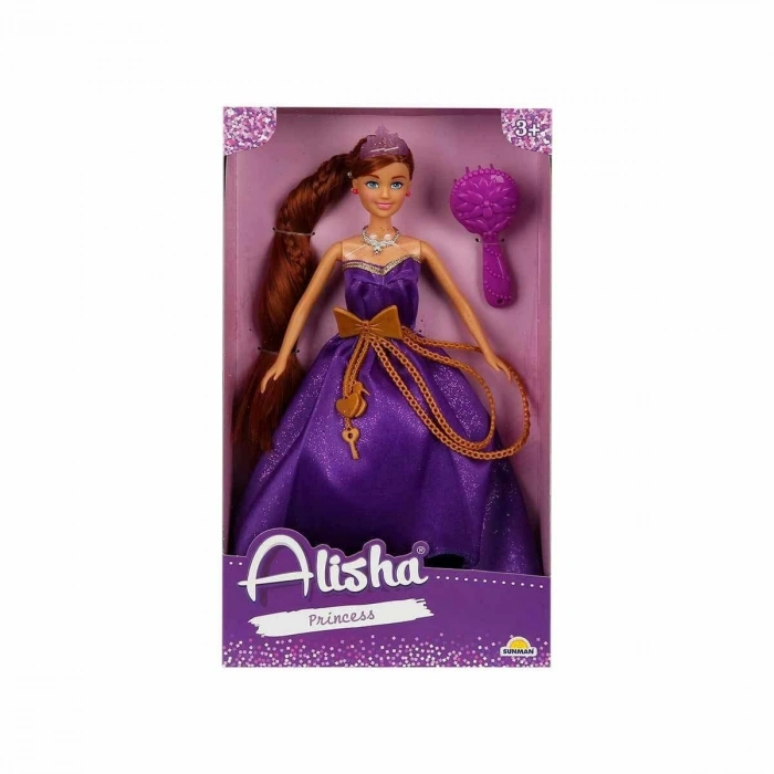 0835 SUN-RST-SIS-MNK Alisha Prenses Uzun lı Aksesuarlı Bebek Set 29 cm 3renk -Sunman