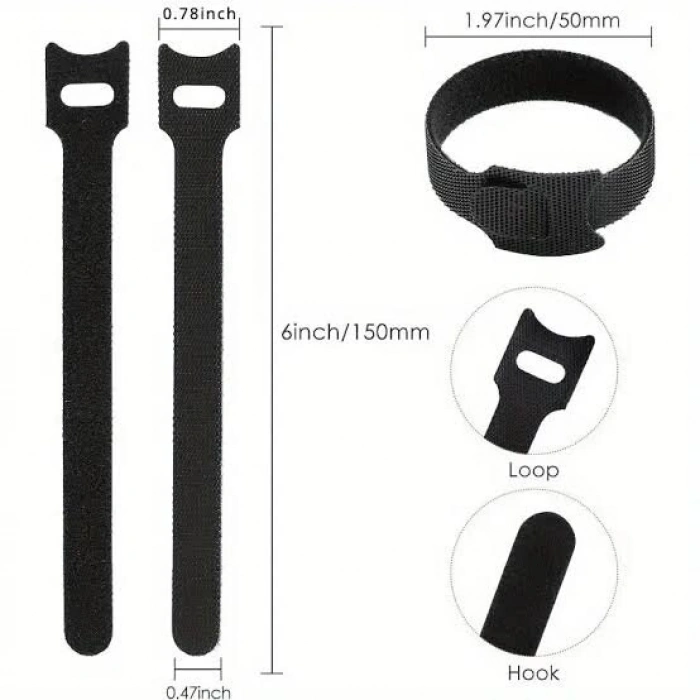 10lu Cırt Cırtlı Kablo Düzenleyici Seti - 15cm