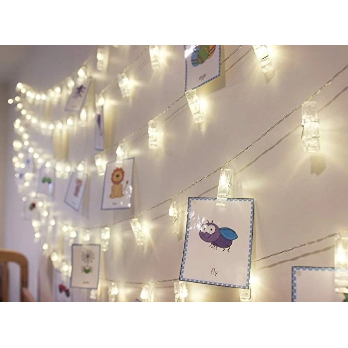 10lu Led Işıklı Fotoğraf Mandalları (  )