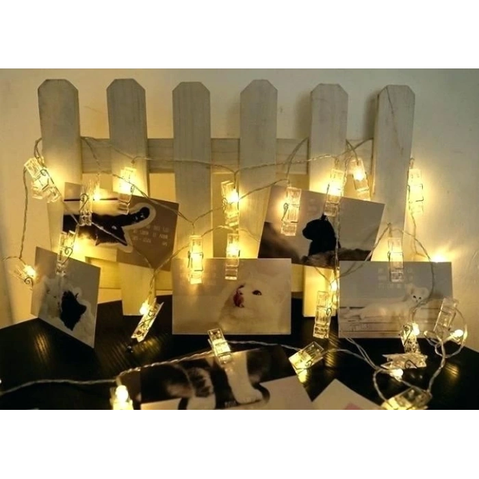 10lu Led Işıklı Fotoğraf Mandalları (  )