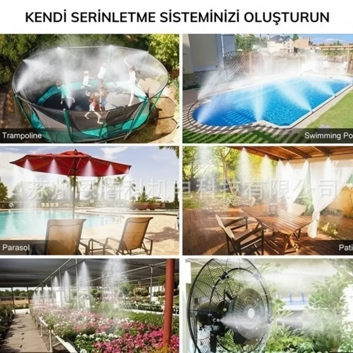 10 Metre Kendin Yap Açık Alan Serinletme Sistemi  Nozzle Başlıklı Bahçe ve Teras Nemlendirme Seti (  )