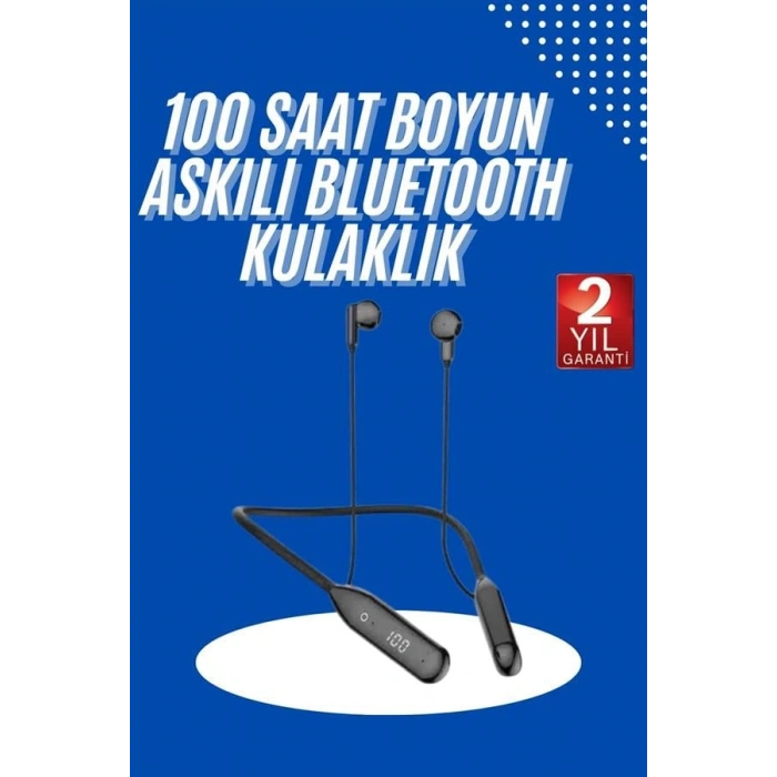 100 Saat Kablolu Boyun Askılı Dijital Göstergeli Bluetooth Kulaklık
