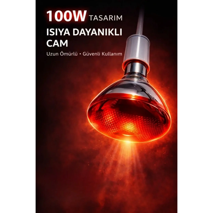 100W Isıtıcı Ampul Kırmızı Isı Lambası Civciv Kümes Kuluçka E27 Duy Isıtma Ampulü (  )
