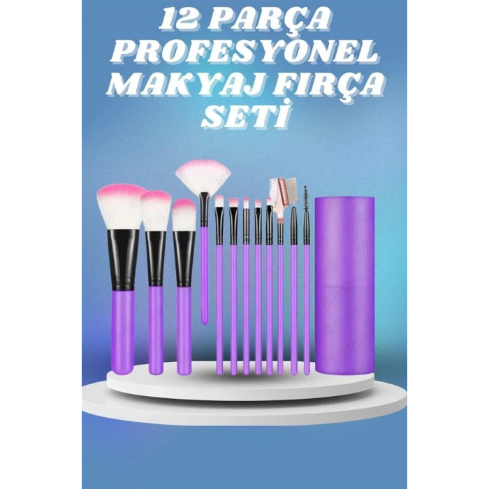12 Parça Yumuşak Uçlu Makyaj Fırça SetGöz ve Yüz Makyajı İçin Fırça Seti Profesyonel Makyaj Seti