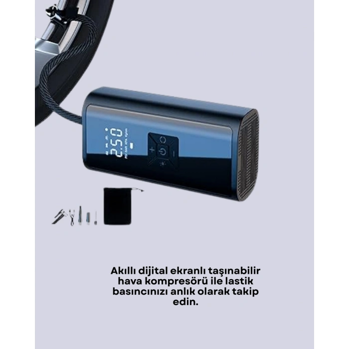 12V Uyumlu Çok İşlevli Akıllı Araç Lastik Pompası Yeni Nesil