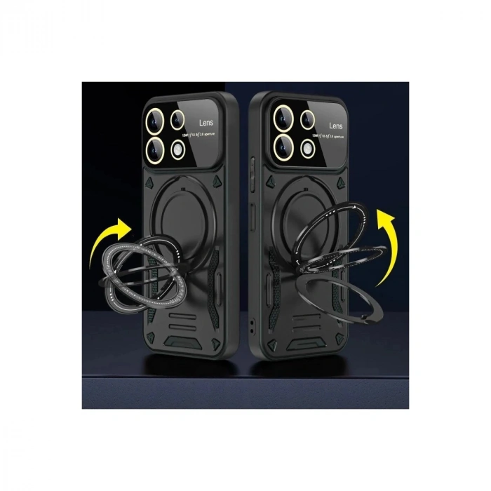 13 4g Kılıf Joy Lens Standlı Kapak - Koyu Yeşil