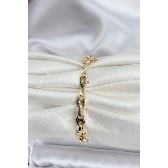 14K Gold Renk Kaplama Kahve Çekirdeği Model CM Kadın Bileklik