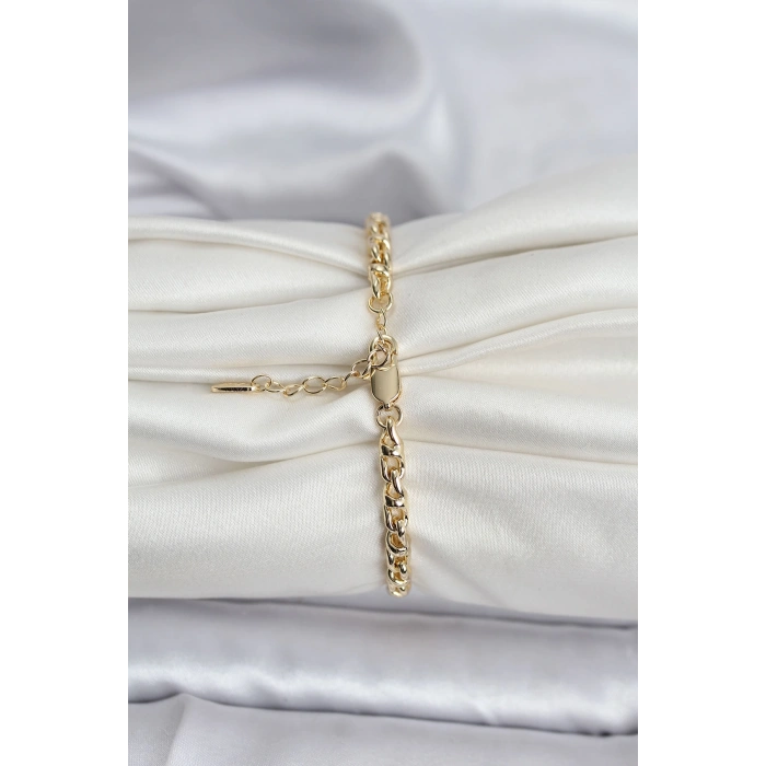14K Gold Renk Kaplama Zincir Model Kadın CM Bileklik