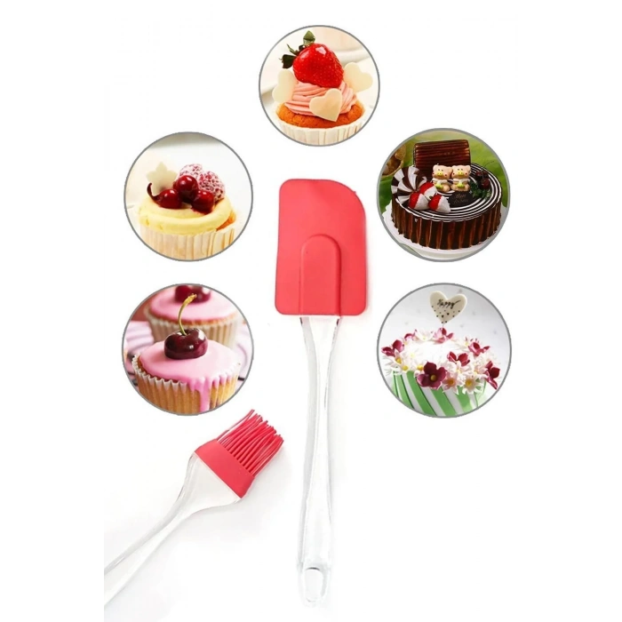 2'li Silikon Pasta - Börek - Poğaça Yağ Fırçası ve Spatula Seti