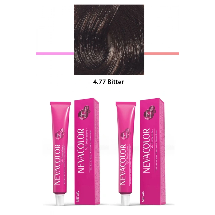 2 Li Set Premium 4.77 Bitter  Kalıcı Krem Saç Boyası 2 X 50 G Tüp (74)