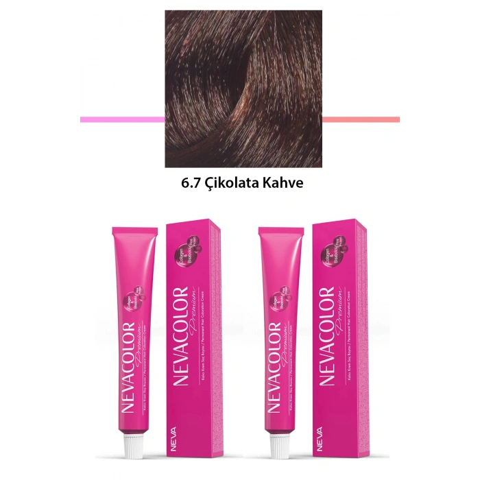 2 Li Set Premium 6.7 Çikolata Kahve  Kalıcı Krem Saç Boyası 2 X 50 G Tüp (74)