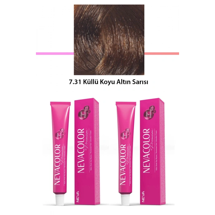 2 Li Set Premium 7.31 Küllü Koyu Altın Sarısı  Kalıcı Krem Saç Boyası 2 X 50 G Tüp (74)