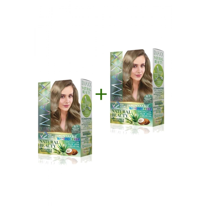 2 Paket Natural Beauty Amonyaksız Saç Boyası 8.1 Küllü Açık Kumral (74)