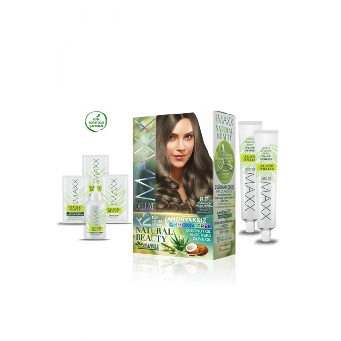 2 Paket Natural Beauty Amonyaksız Saç Boyası 8.11 Yoğun Açık Küllü Kumral (74)