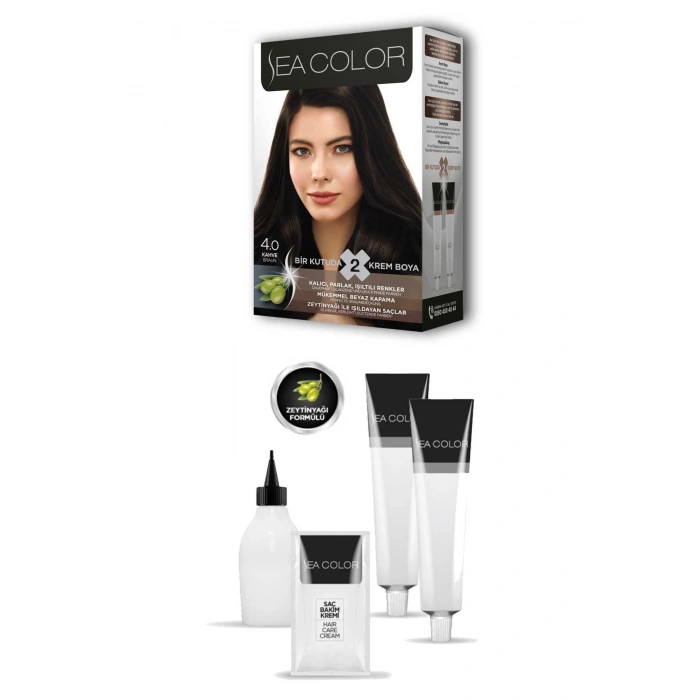 2 Tüp Krem Saç Boyası Seti Kahve No:4.0 (74)