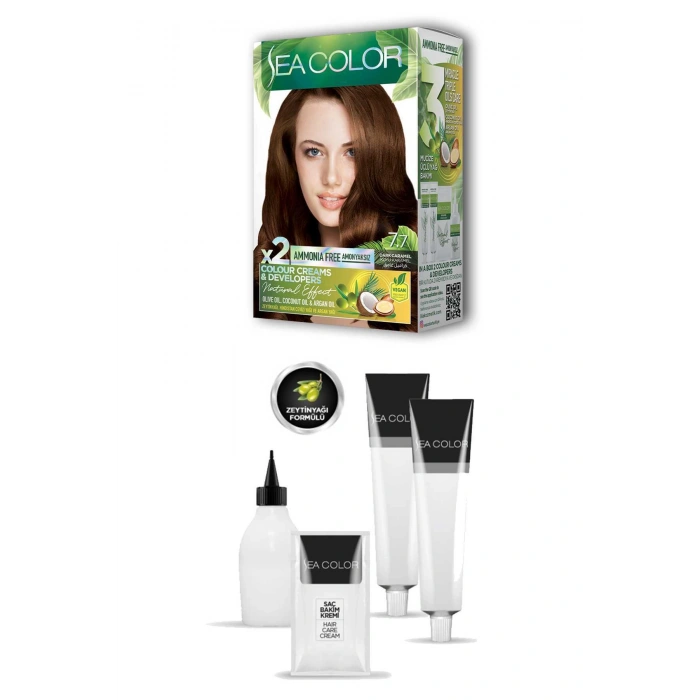 2 Tüp Krem Saç Boyası Seti Koyu Karamel No:7.7 (74)