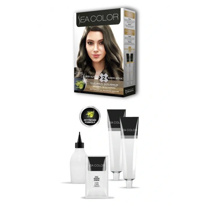 2 Tüp Krem Saç Boyası Seti Yoğun Açık Küllü Kumral No:8.11 (74)