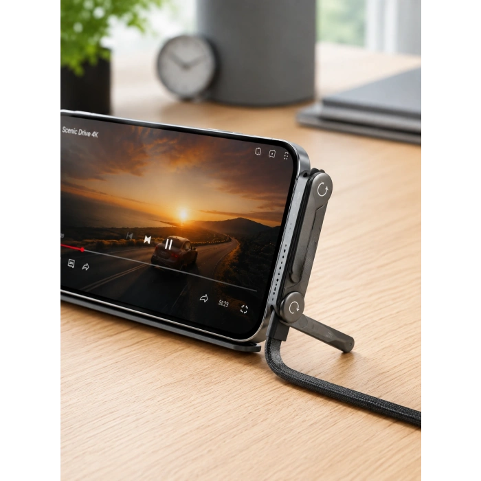 240W TypeC Telefon Standlı Örgülü Şarj ve Data Kablosu
