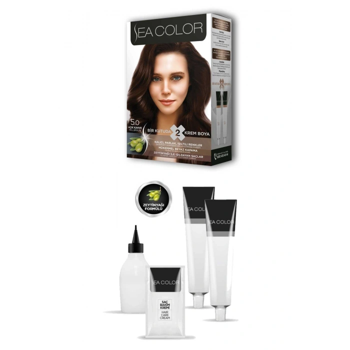 2X2 Tüp Krem Saç Boyası Seti Açık Kahve No:5.0 (74)