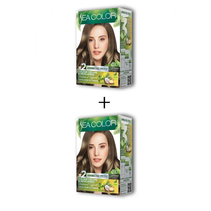 2X2 Tüp Krem Saç Boyası Seti Açık Kumral No:8.0 (74)