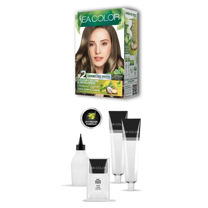 2X2 Tüp Krem Saç Boyası Seti Açık Kumral No:8.0 (74)