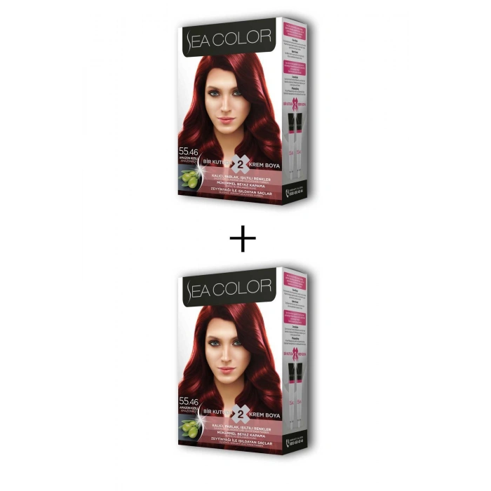 2X2 Tüp Krem Saç Boyası Seti Amazon Kızılı No:55.46 (74)