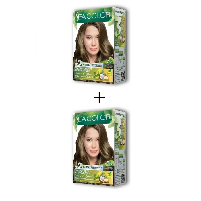 2X2 Tüp Krem Saç Boyası Seti Fındık Kabuğu No:7.3 (74)