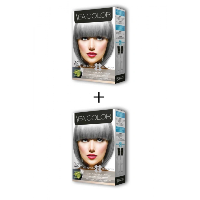 2X2 Tüp Krem Saç Boyası Seti Füme Gri No:0.01 (74)